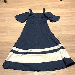 Tommy Hilfiger midi off shoulder blue dress